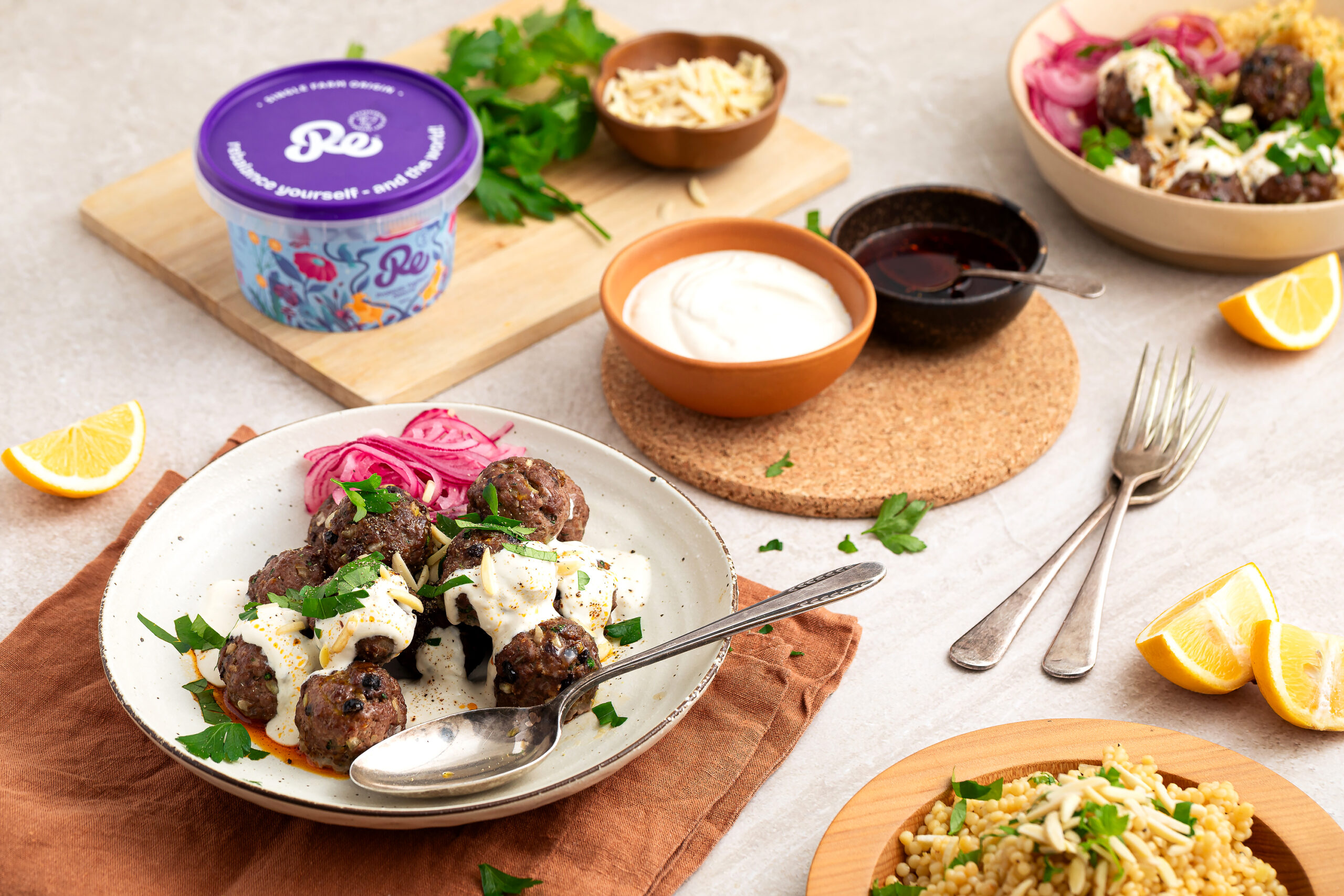 Turkish Meatballs with Yoghurt Sauce & Chilli Oil