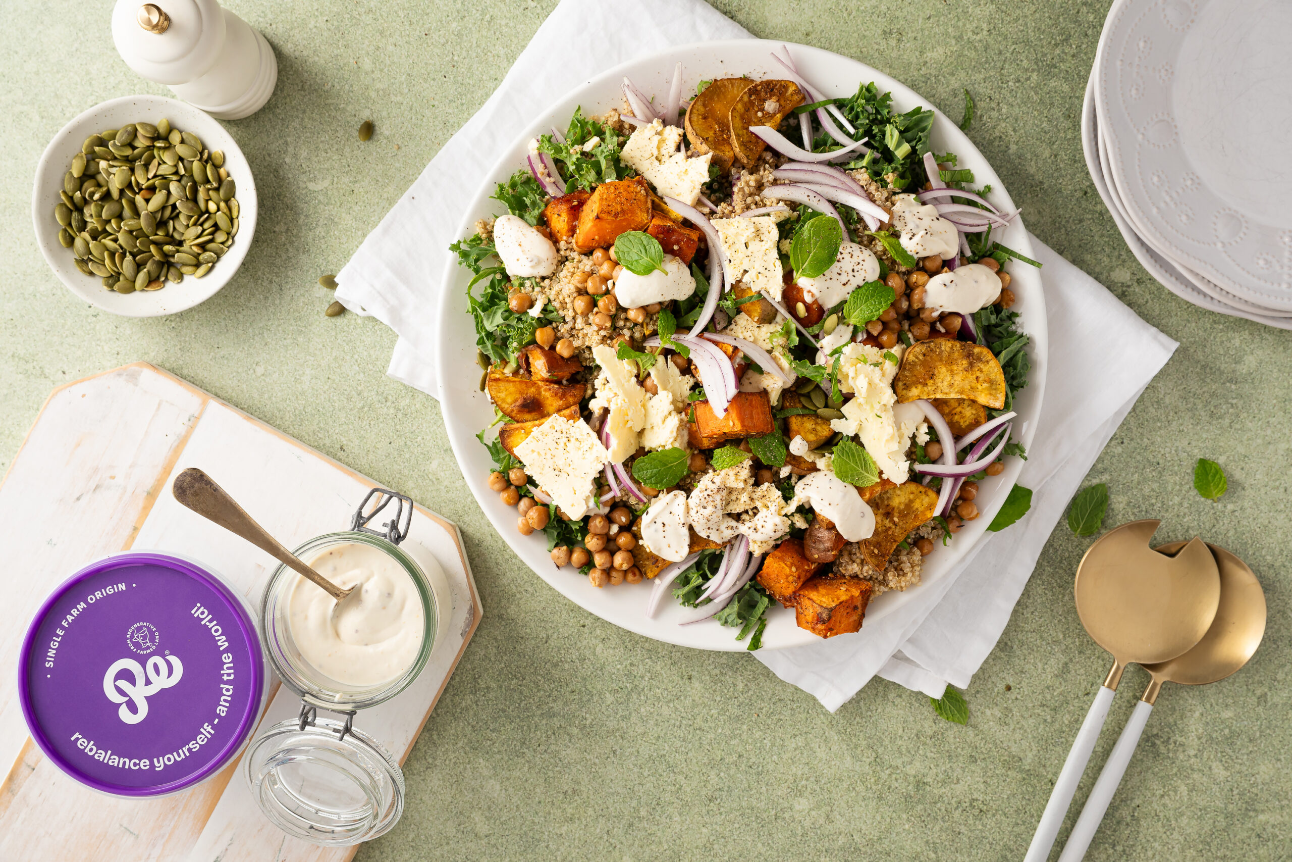 Kūmara & Chickpea Salad with Creamy Yoghurt